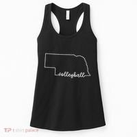 State Of Nebraska Outline With Volleyball Script Women's Tank Top thumb 0