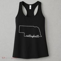 State Of Nebraska Outline With Volleyball Script Women's Tank Top thumb 3