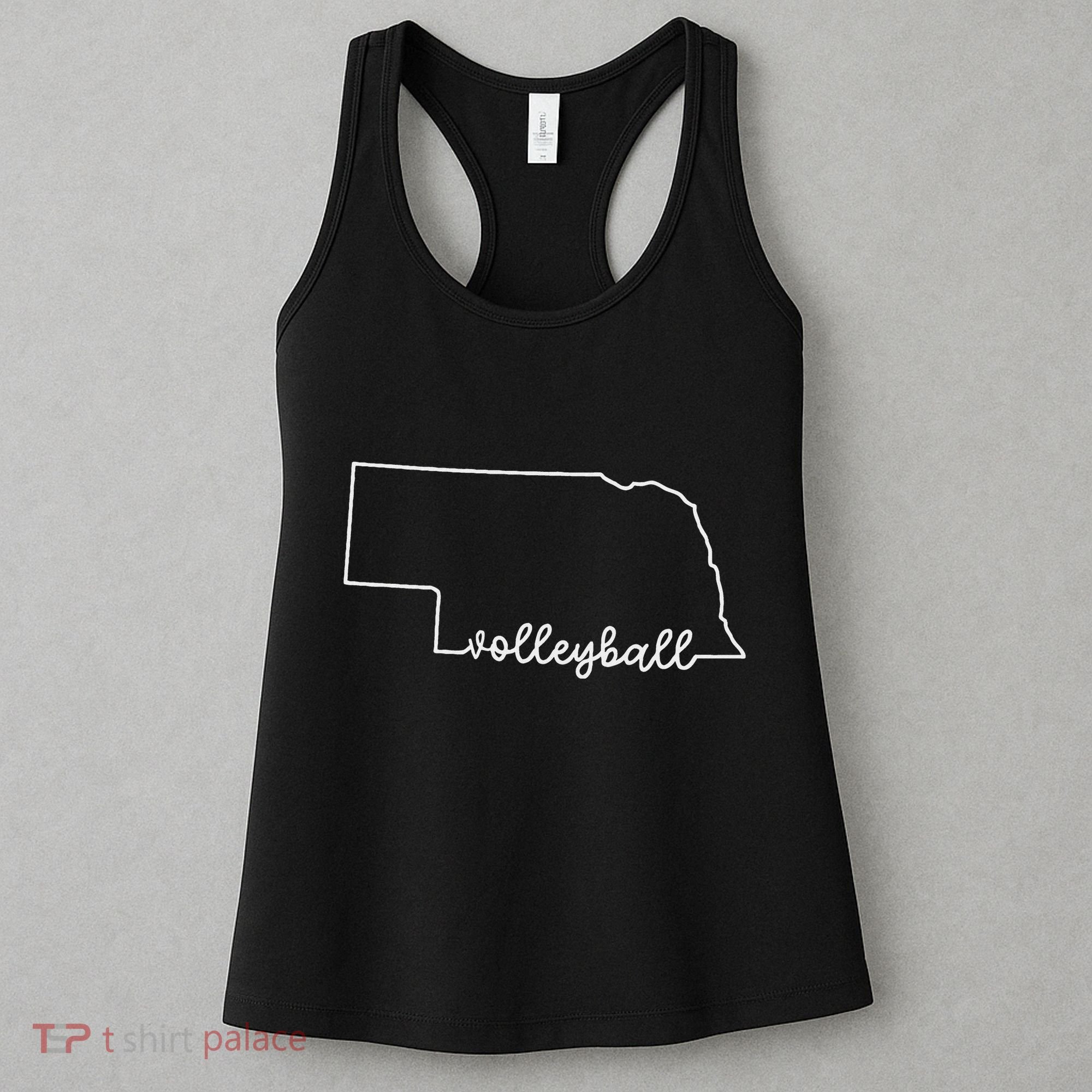 State Of Nebraska Outline With Volleyball Script Women's Tank Top