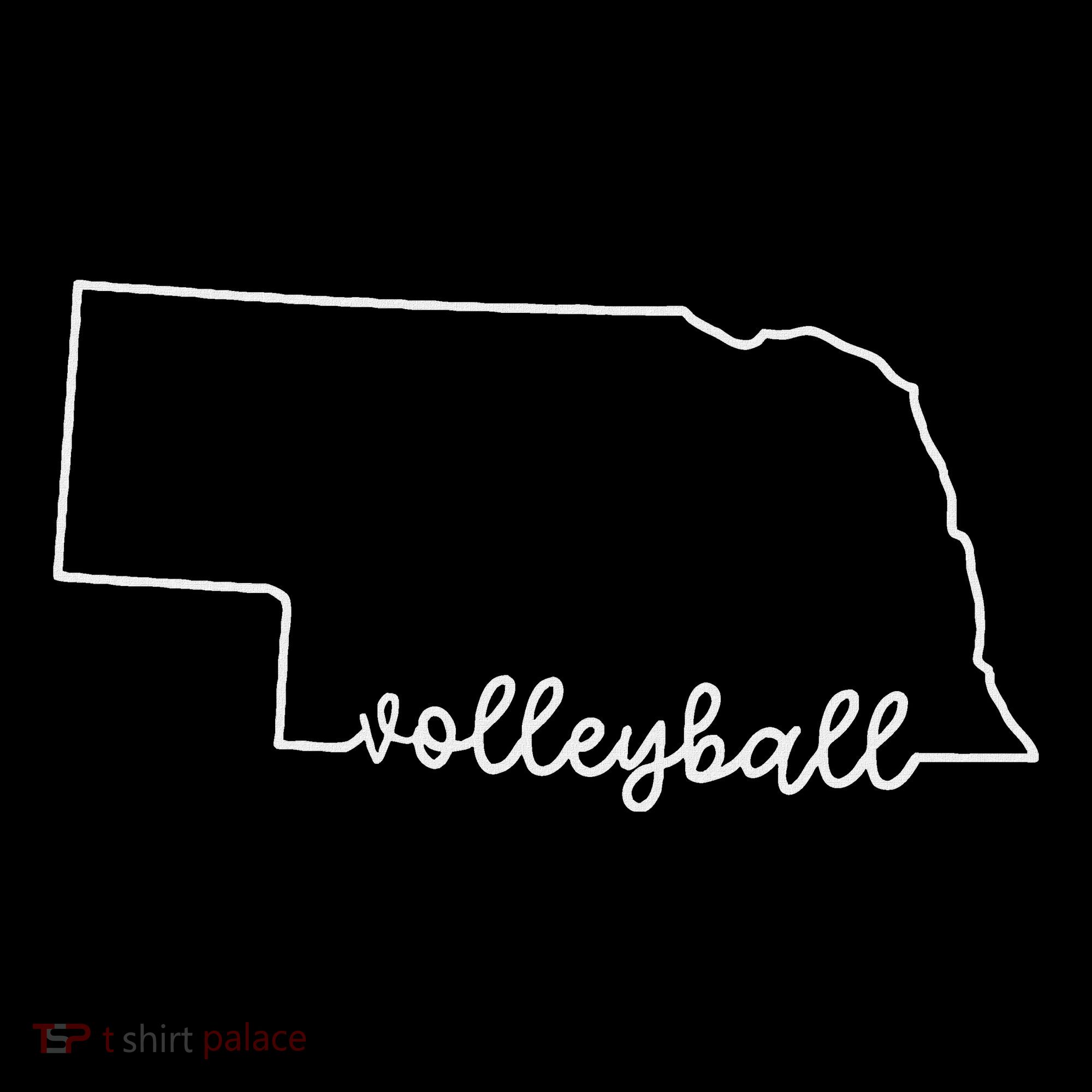 State Of Nebraska Outline With Volleyball Script Baby Bodysuit