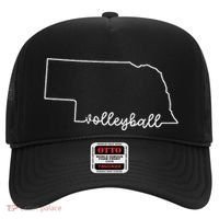 State Of Nebraska Outline With Volleyball Script Hat thumb 0