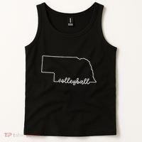 State Of Nebraska Outline With Volleyball Script Tank Top thumb 2