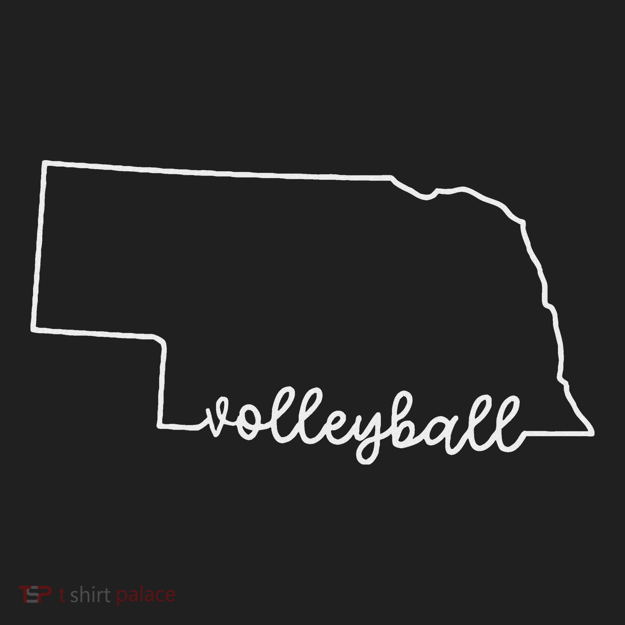 State Of Nebraska Outline With Volleyball Script Golf Towel