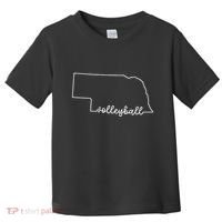 State Of Nebraska Outline With Volleyball Script Toddler T-Shirt thumb 0
