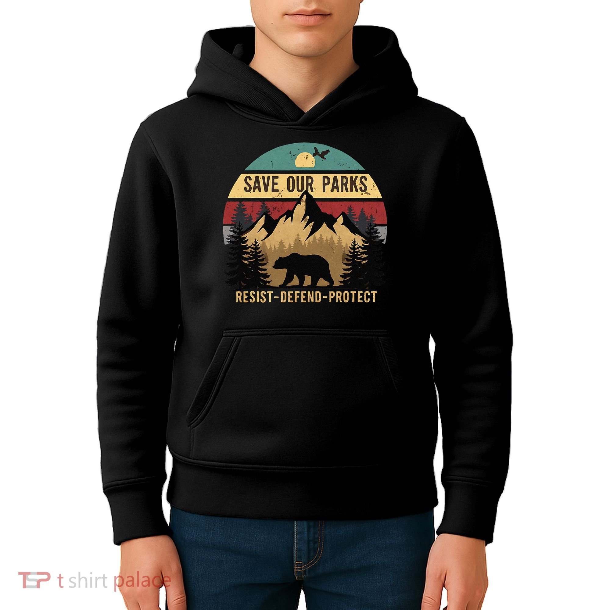 Save Our National Parks Parks Over Profits Bear Kids Hoodie