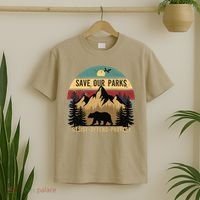 Save Our National Parks Parks Over Profits Bear T-Shirt thumb 2