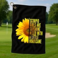 Scorpio October November Birthday Sunflower Queen Gift Golf Towel thumb 1