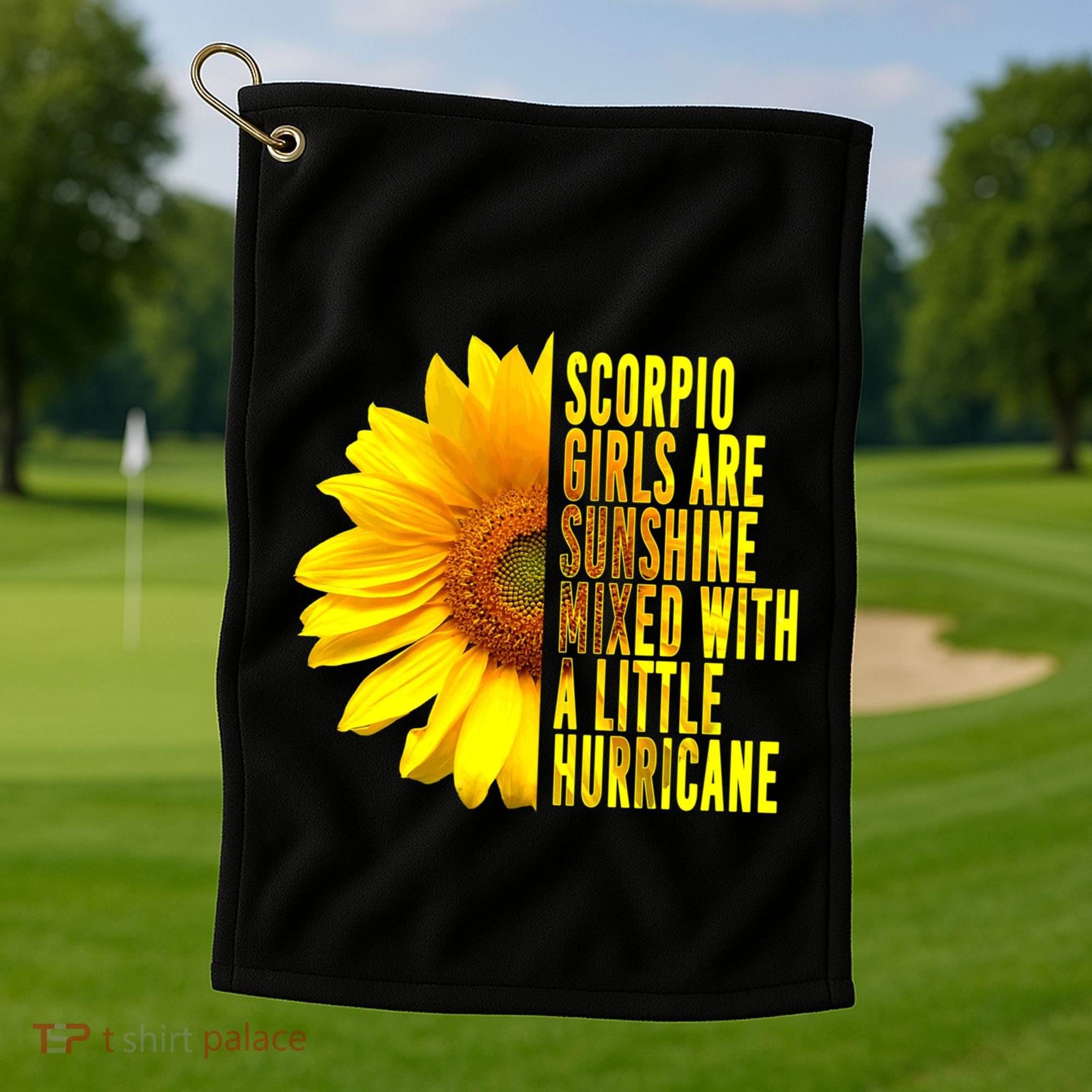 Scorpio October November Birthday Sunflower Queen Gift Golf Towel