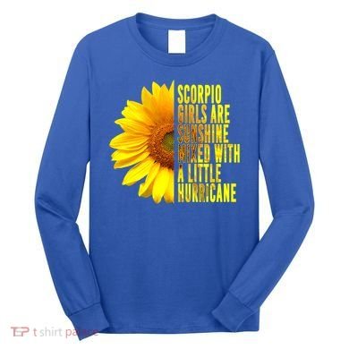 Scorpio October November Birthday Sunflower Queen Gift Long Sleeve Shirt