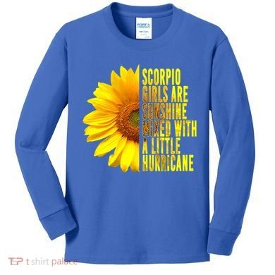 Scorpio October November Birthday Sunflower Queen Gift Kids Long Sleeve Shirt