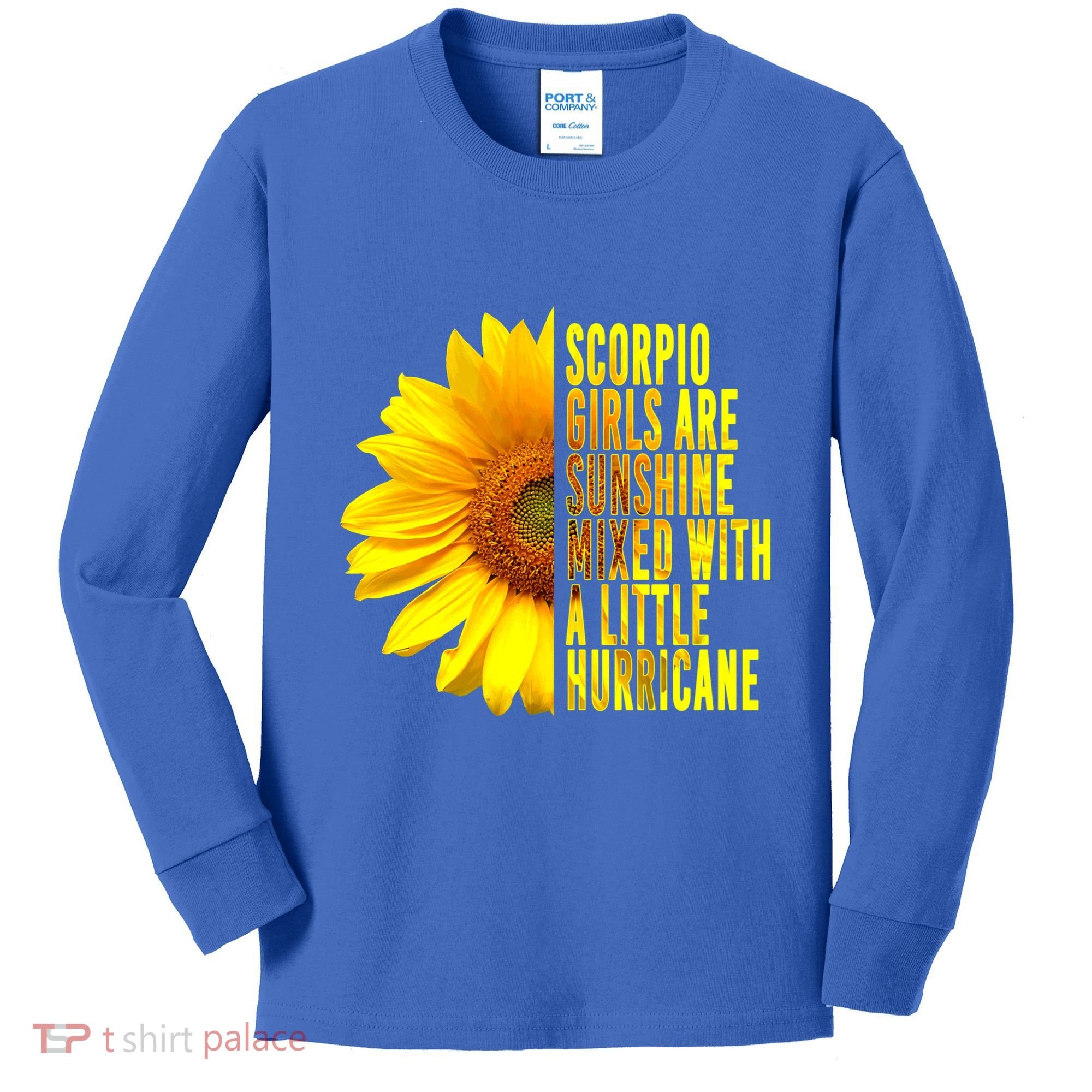 Scorpio October November Birthday Sunflower Queen Gift Kids Long Sleeve Shirt