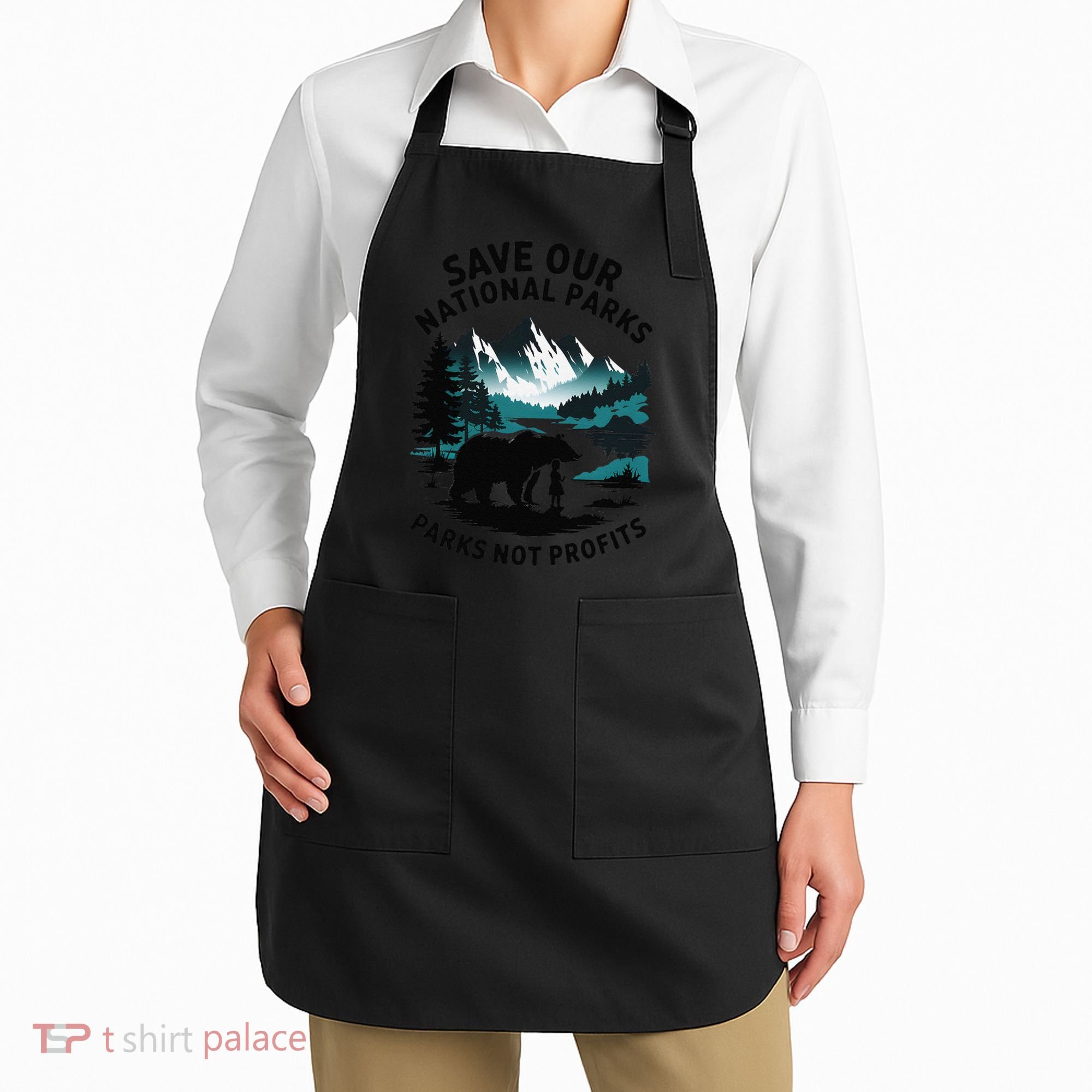 Save Our National Parks Mountain Grizzly Bear Apron
