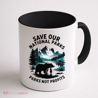 Save Our National Parks Mountain Grizzly Bear Coffee Mug back