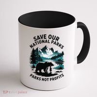 Save Our National Parks Mountain Grizzly Bear Coffee Mug thumb 1