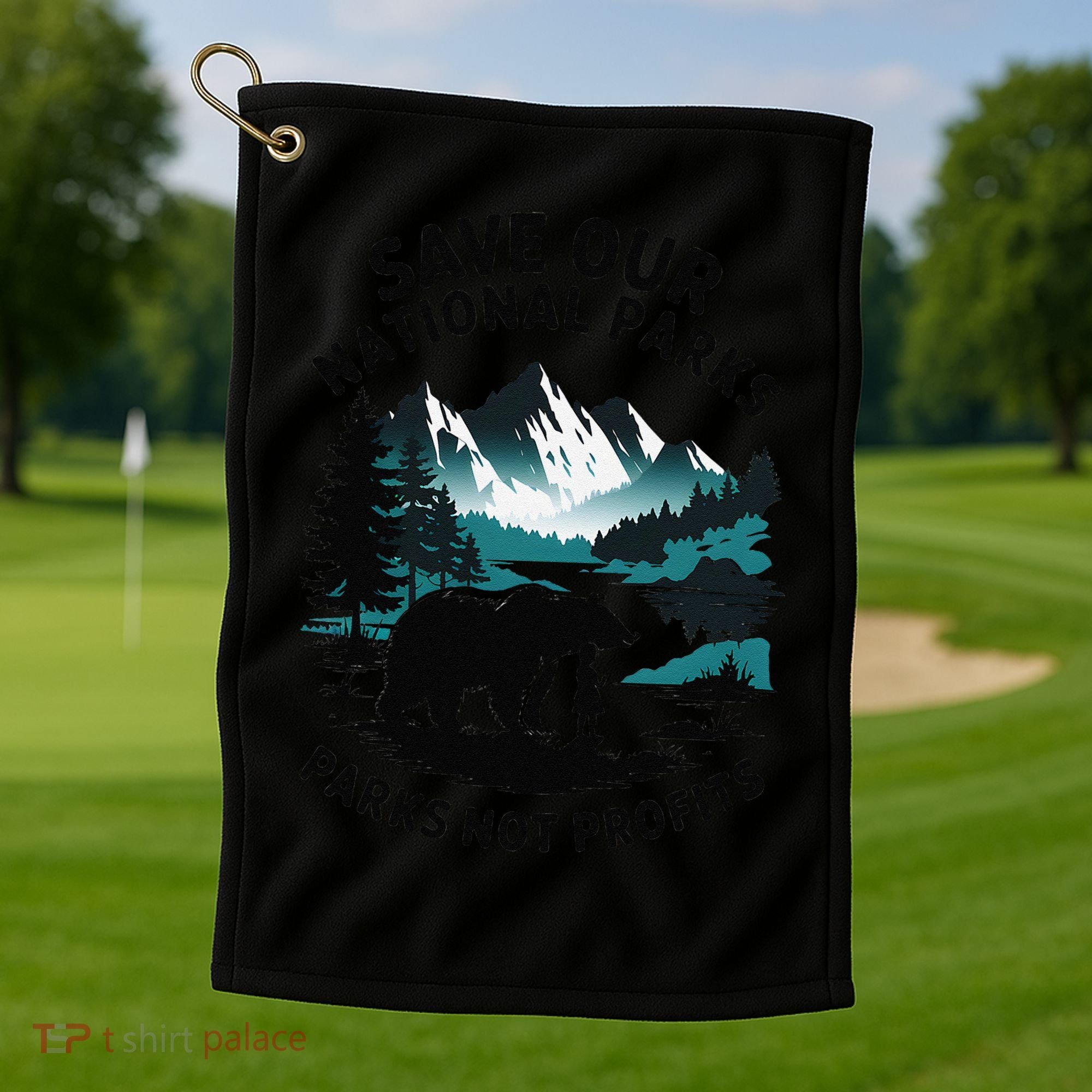 Save Our National Parks Mountain Grizzly Bear Golf Towel