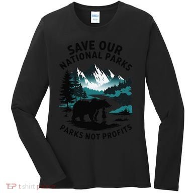 Save Our National Parks Mountain Grizzly Bear Women's Long Sleeve Shirt