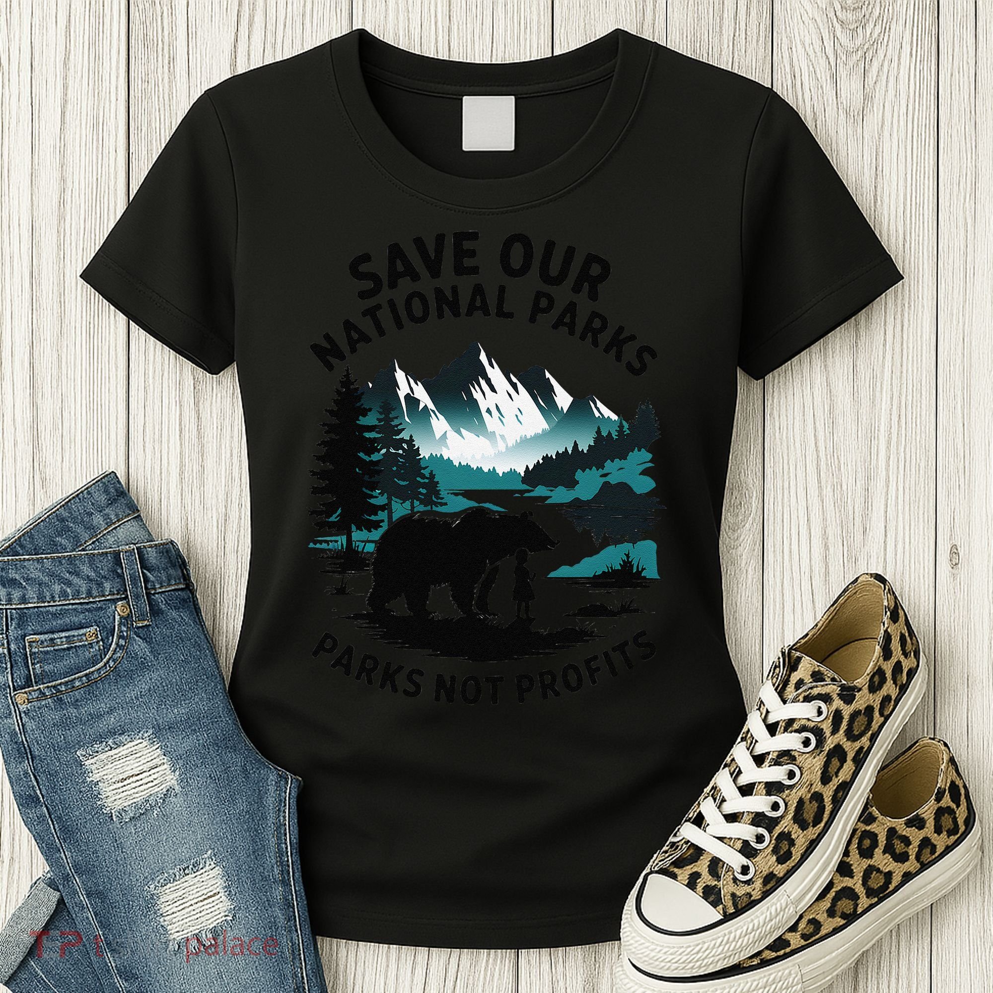 Save Our National Parks Mountain Grizzly Bear Women's T-Shirt