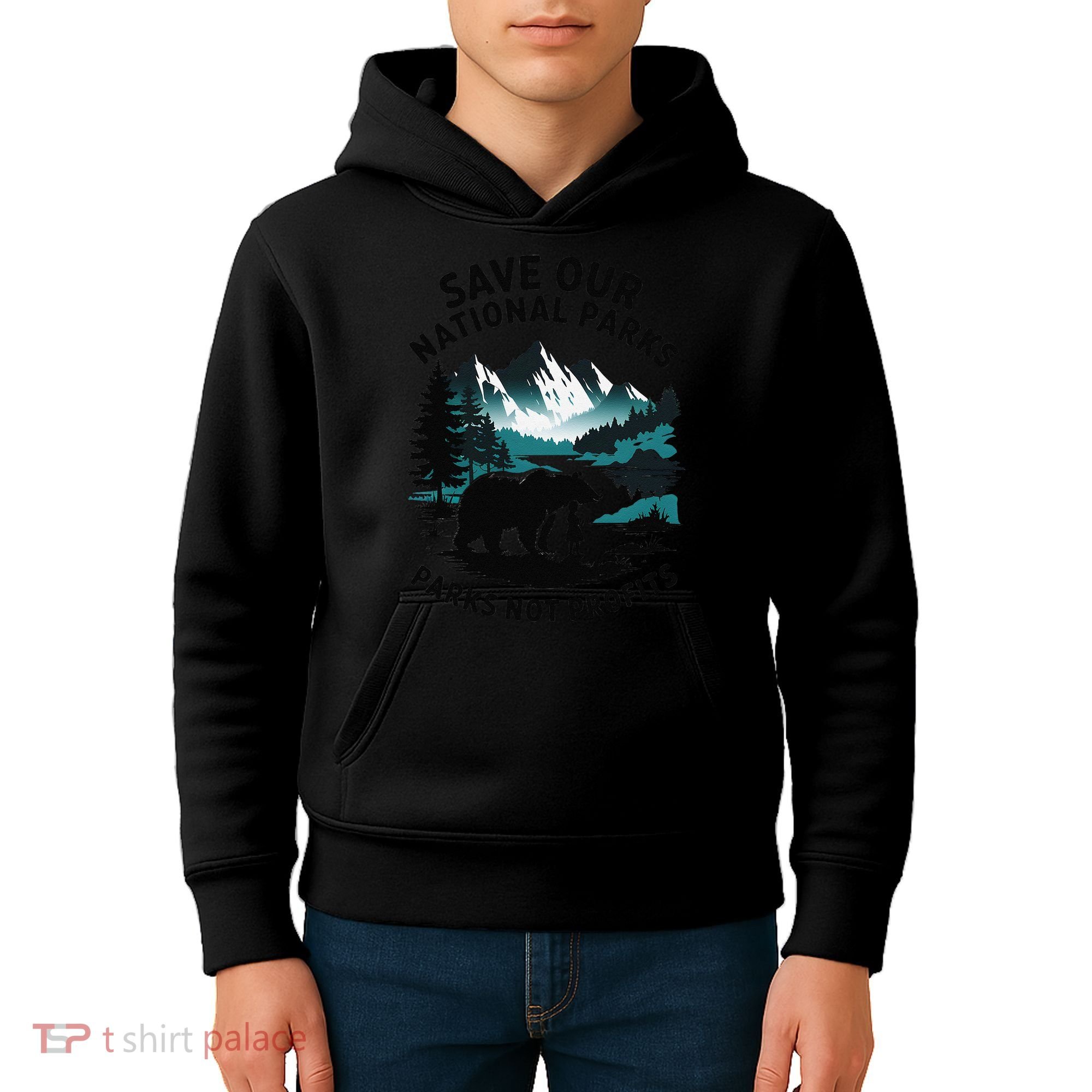 Save Our National Parks Mountain Grizzly Bear Kids Hoodie