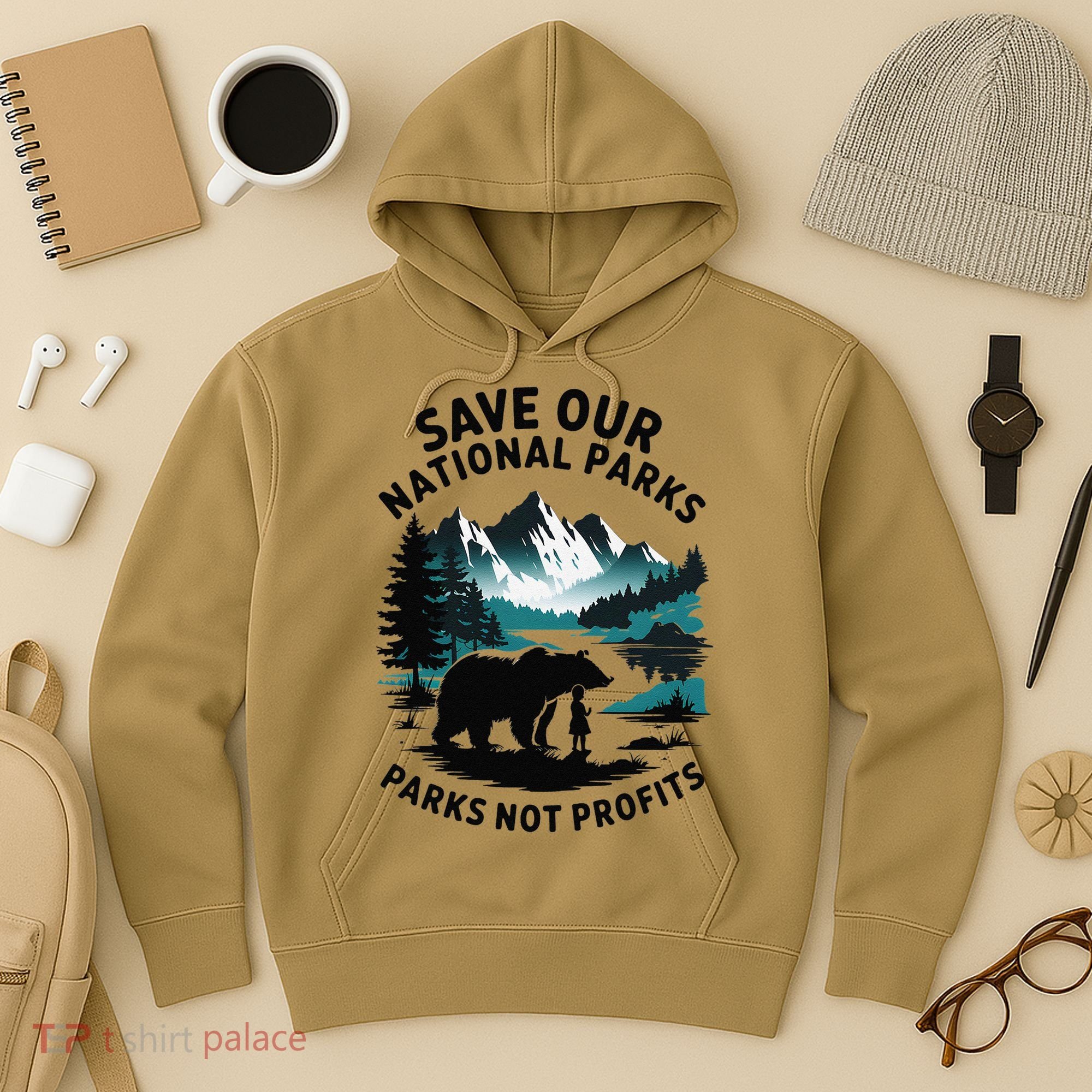Save Our National Parks Mountain Grizzly Bear Hoodie