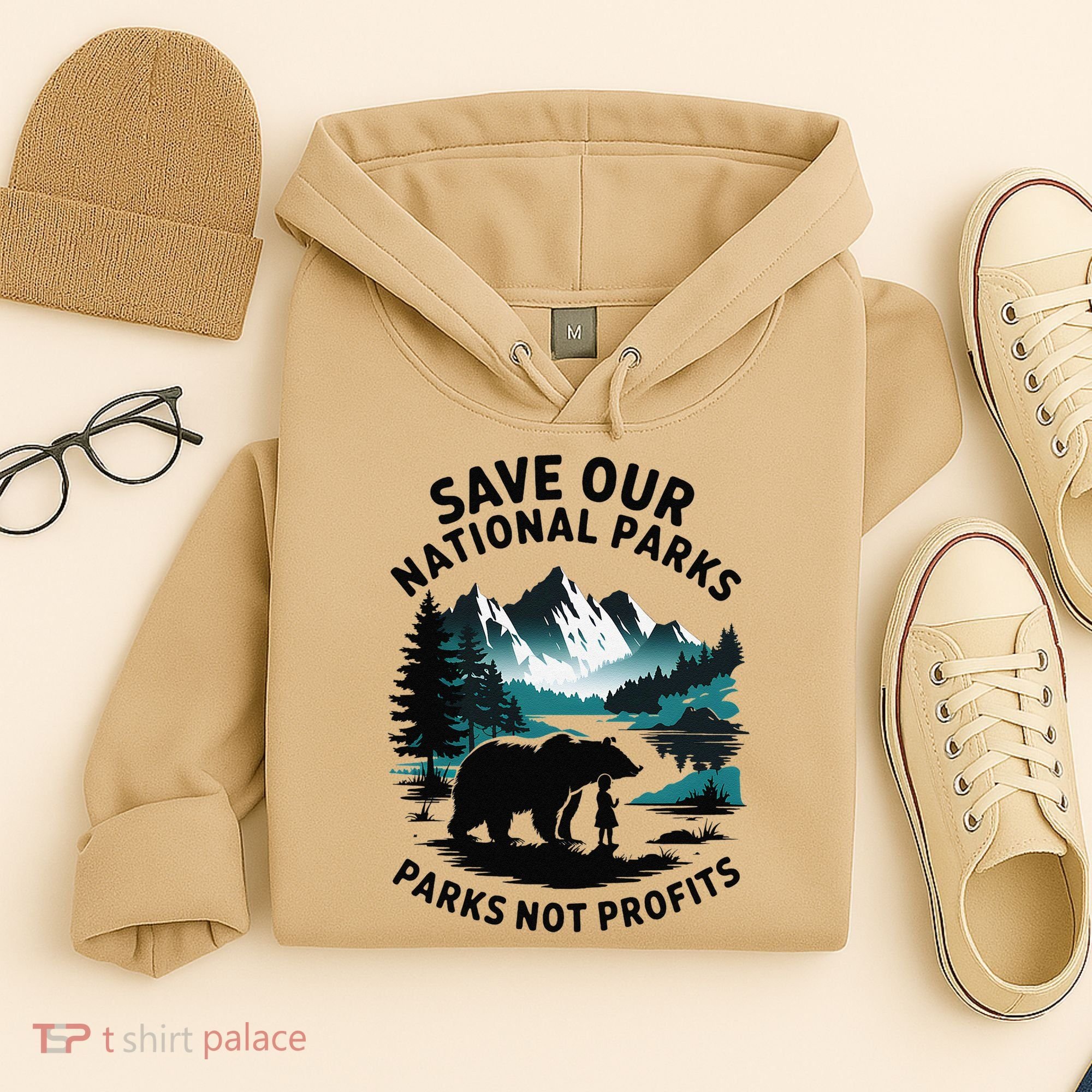 Save Our National Parks Mountain Grizzly Bear Hoodie