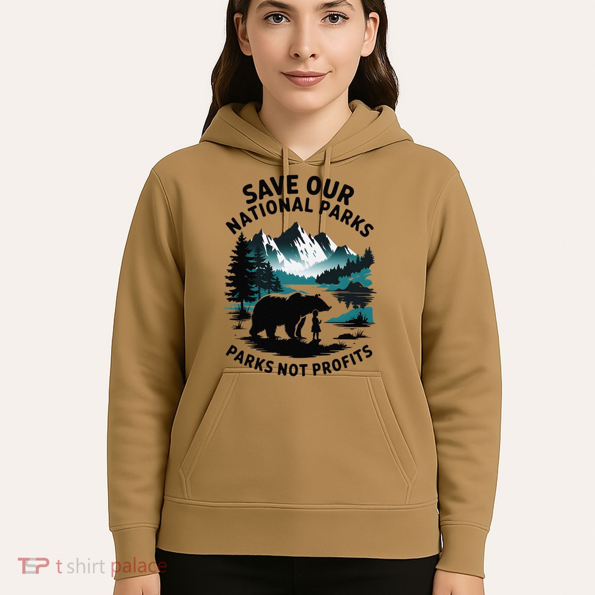 Save Our National Parks Mountain Grizzly Bear Hoodie