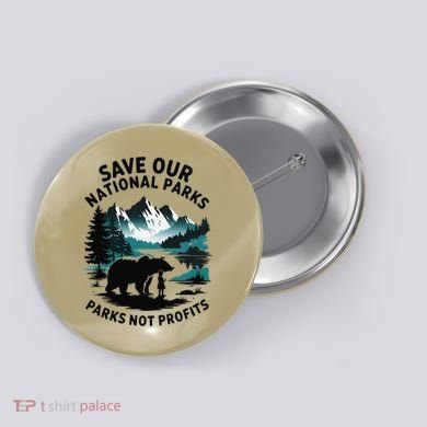 Save Our National Parks Mountain Grizzly Bear Button
