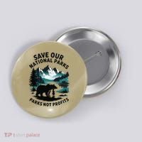 Save Our National Parks Mountain Grizzly Bear Button thumb 0