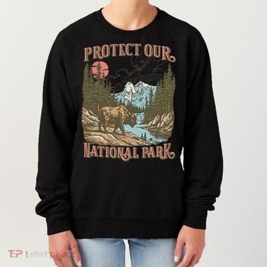 Save Our National Parks Resist Service Bison Buffalo Women's Sweatshirt