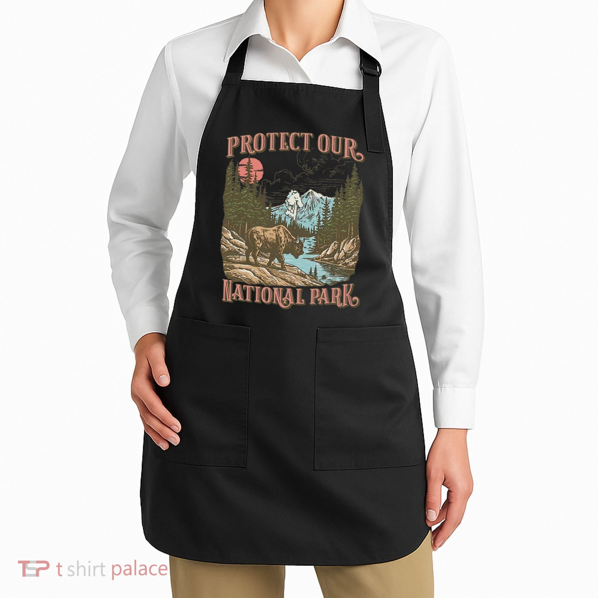 Save Our National Parks Resist Service Bison Buffalo Apron