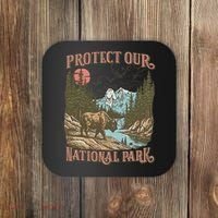 Save Our National Parks Resist Service Bison Buffalo Coaster thumb 0