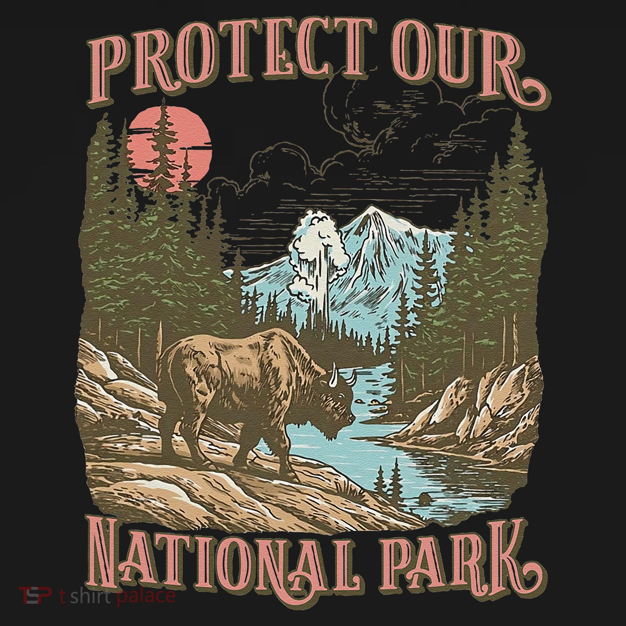 Save Our National Parks Resist Service Bison Buffalo Coaster