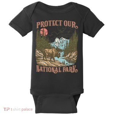 Save Our National Parks Resist Service Bison Buffalo Baby Bodysuit