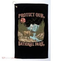 Save Our National Parks Resist Service Bison Buffalo Golf Towel thumb 0