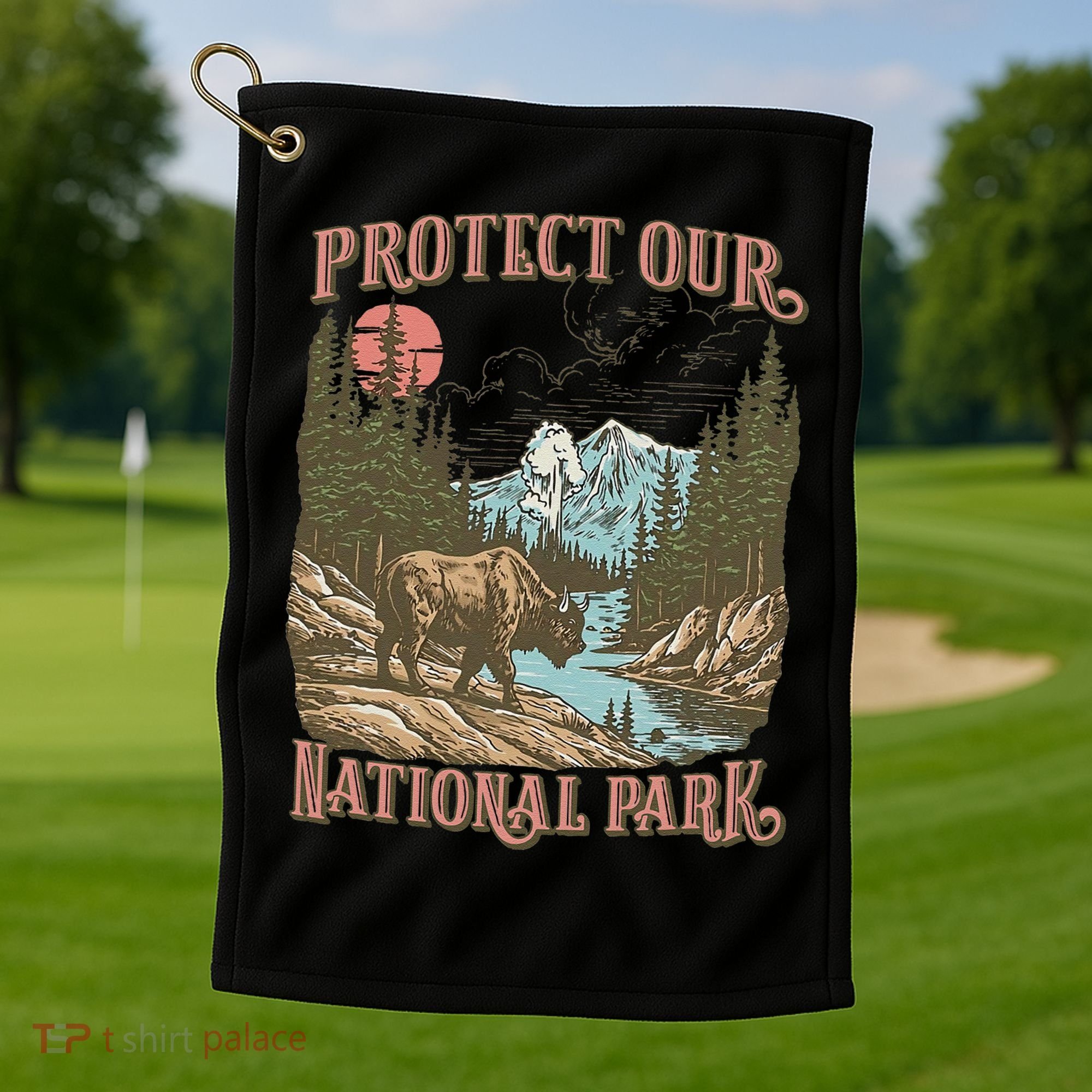 Save Our National Parks Resist Service Bison Buffalo Golf Towel