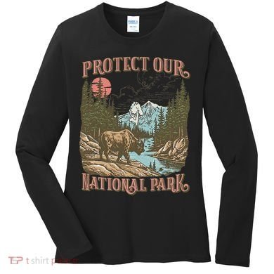 Save Our National Parks Resist Service Bison Buffalo Women's Long Sleeve Shirt