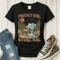 Save Our National Parks Resist Service Bison Buffalo Women's T-Shirt thumb 3