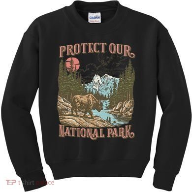 Save Our National Parks Resist Service Bison Buffalo Kids Sweatshirt