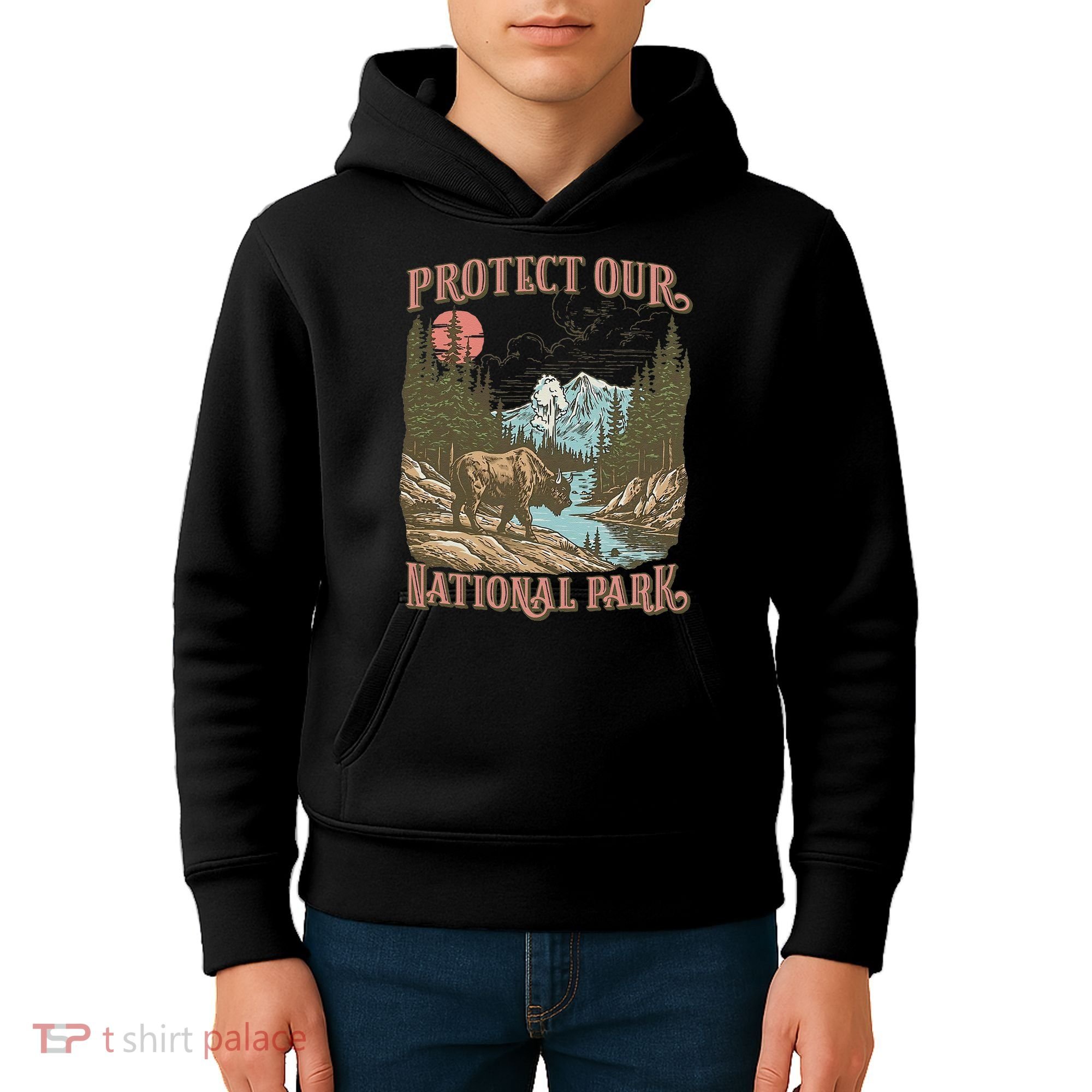 Save Our National Parks Resist Service Bison Buffalo Kids Hoodie