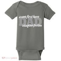 Son's First Hero Daughter's First Love Dad Baby Bodysuit thumb 0