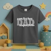Son's First Hero Daughter's First Love Dad Toddler T-Shirt thumb 3