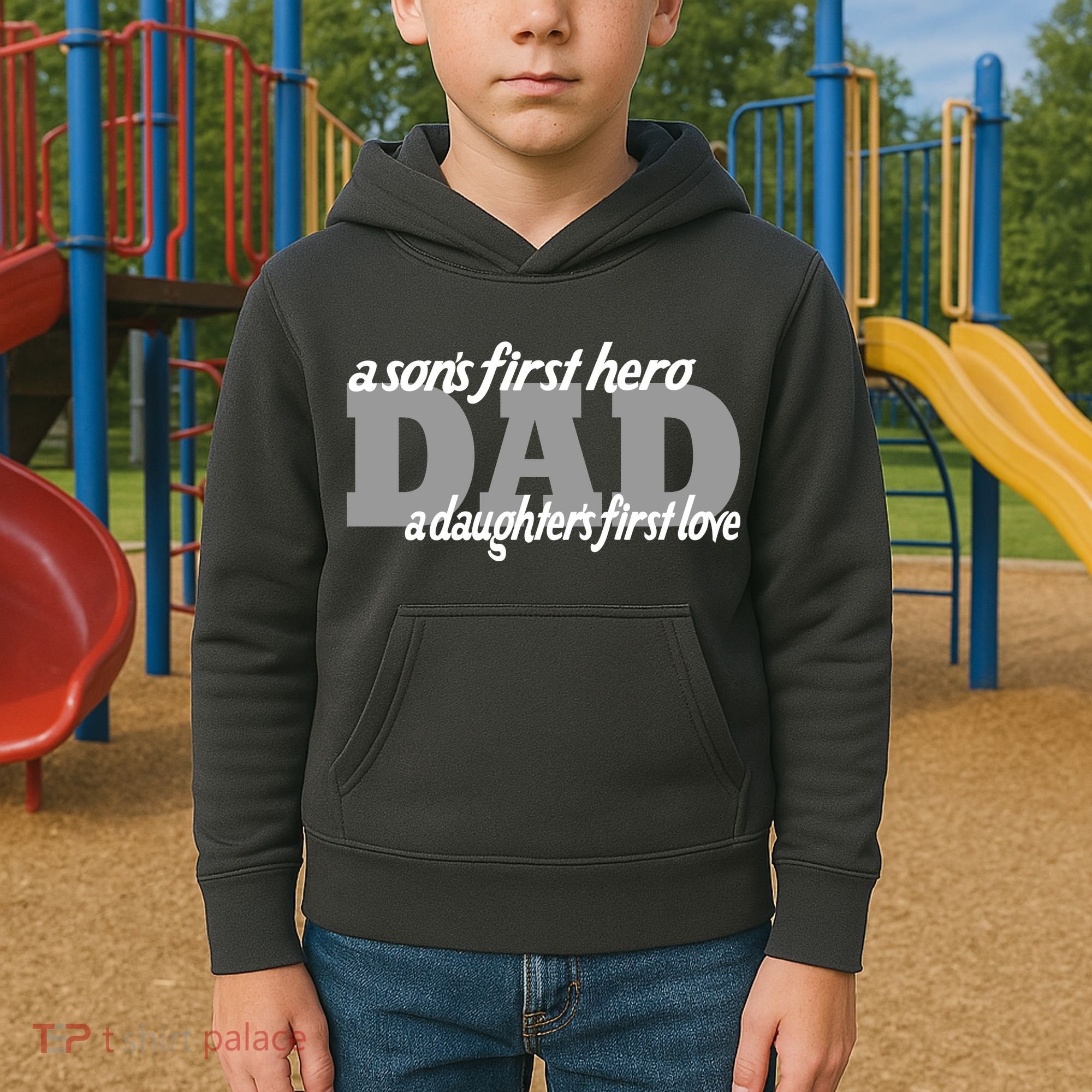 Son's First Hero Daughter's First Love Dad Kids Hoodie