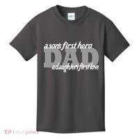 Son's First Hero Daughter's First Love Dad Kids T-Shirt thumb 0