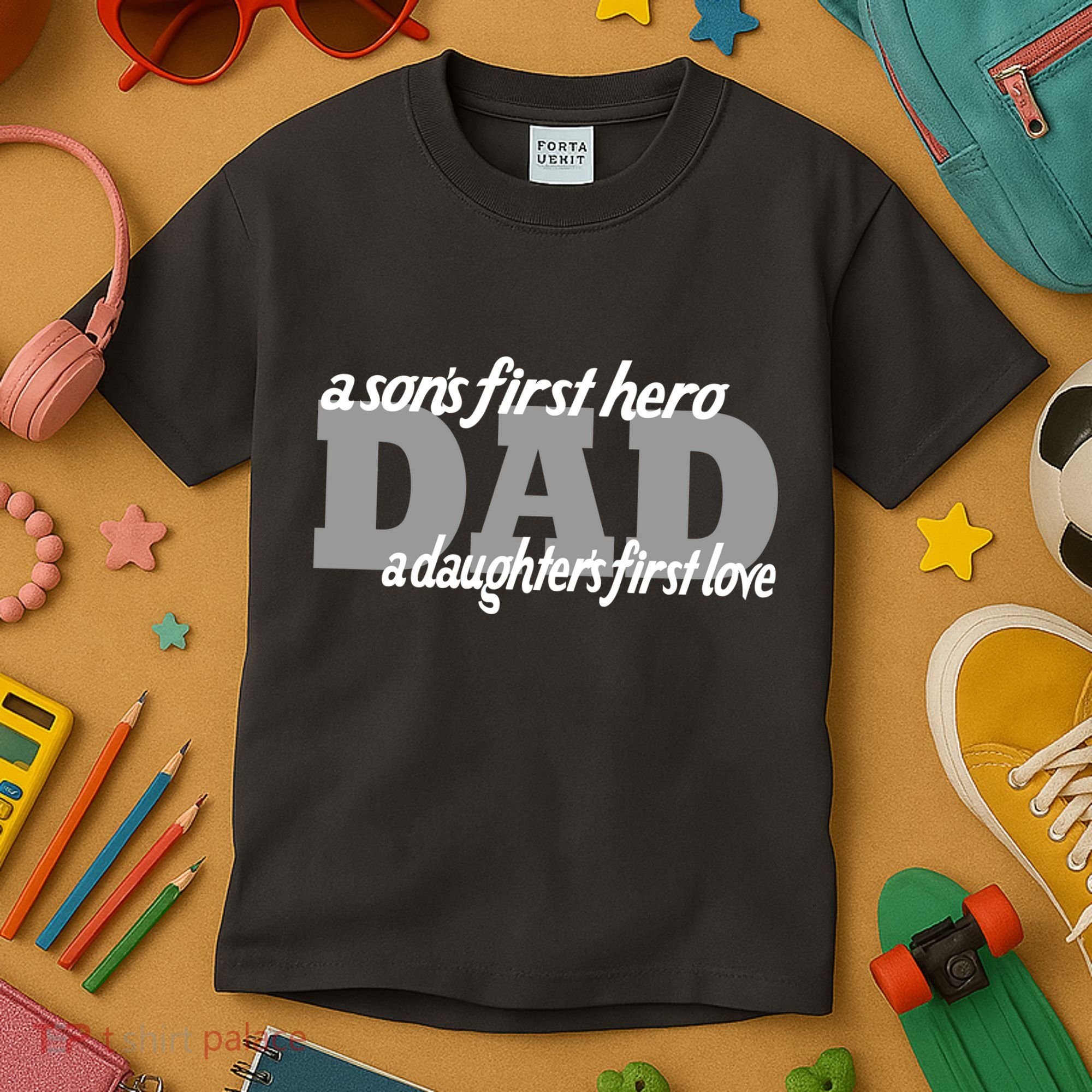Son's First Hero Daughter's First Love Dad Kids T-Shirt