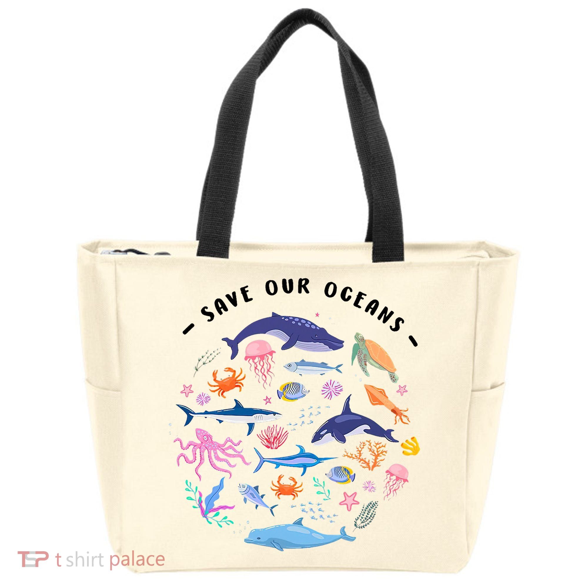Save Our Oceans Seas, Sea Creatures, Sea Animals Protect Tote Bag