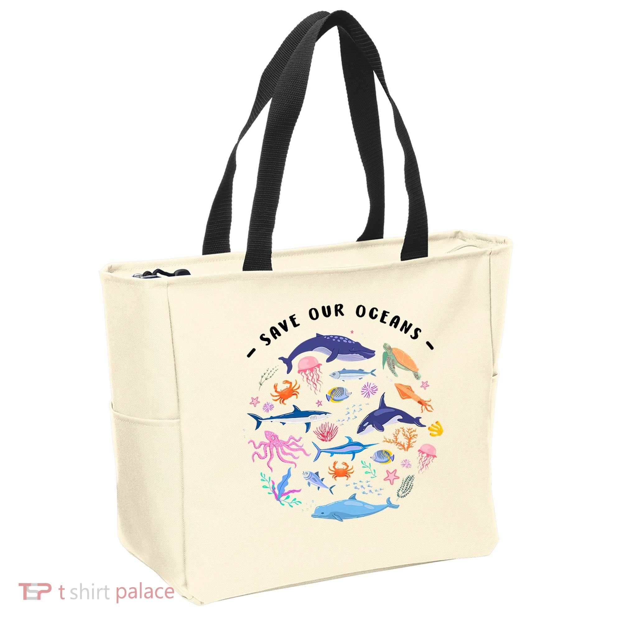 Save Our Oceans Seas, Sea Creatures, Sea Animals Protect Tote Bag