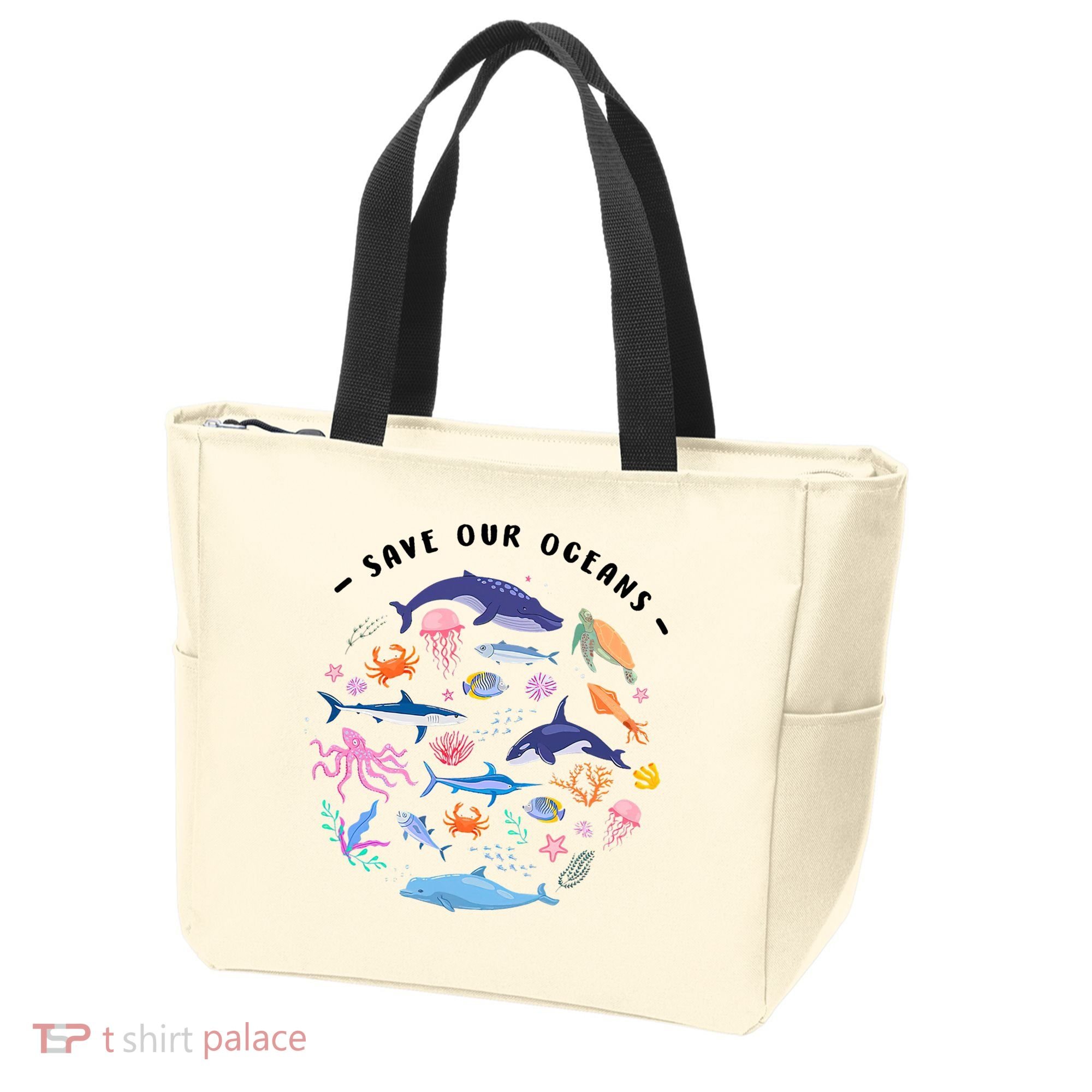 Save Our Oceans Seas, Sea Creatures, Sea Animals Protect Tote Bag