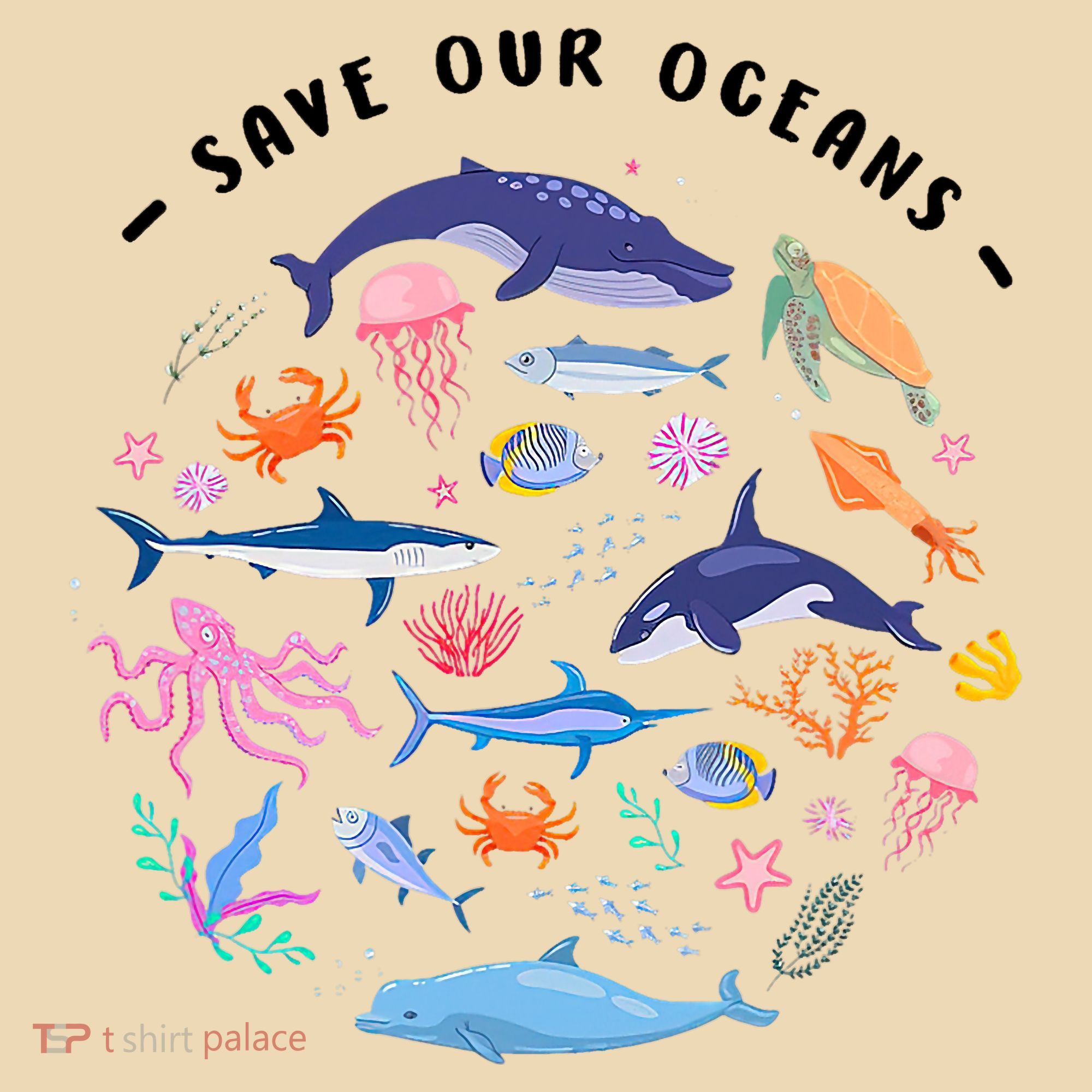 Save Our Oceans Seas, Sea Creatures, Sea Animals Protect Tote Bag