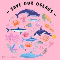 Save Our Oceans Seas, Sea Creatures, Sea Animals Protect Coaster thumb 2