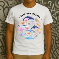 Save Our Oceans Seas, Sea Creatures, Sea Animals Protect T-Shirt thumb 3
