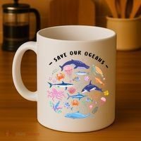 Save Our Oceans Seas, Sea Creatures, Sea Animals Protect Coffee Mug thumb 4